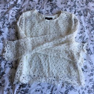 Forever 21 boho crochet cream top bell sleeves